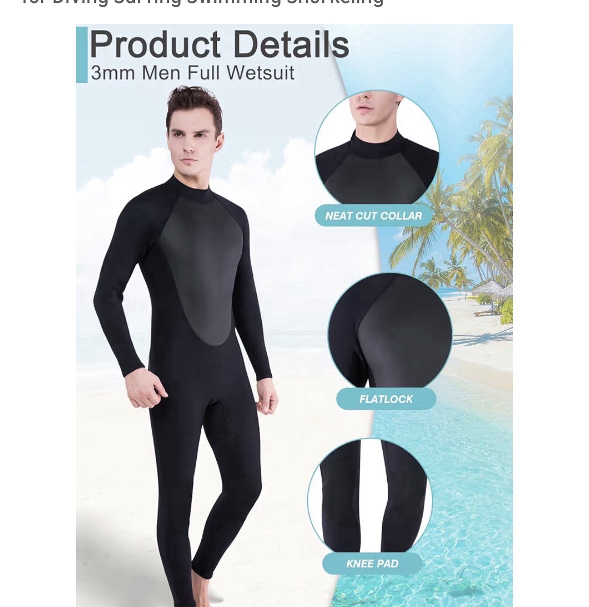3mm Fuel Body Wetsuit,Surfing,Swimming, Black 3XL