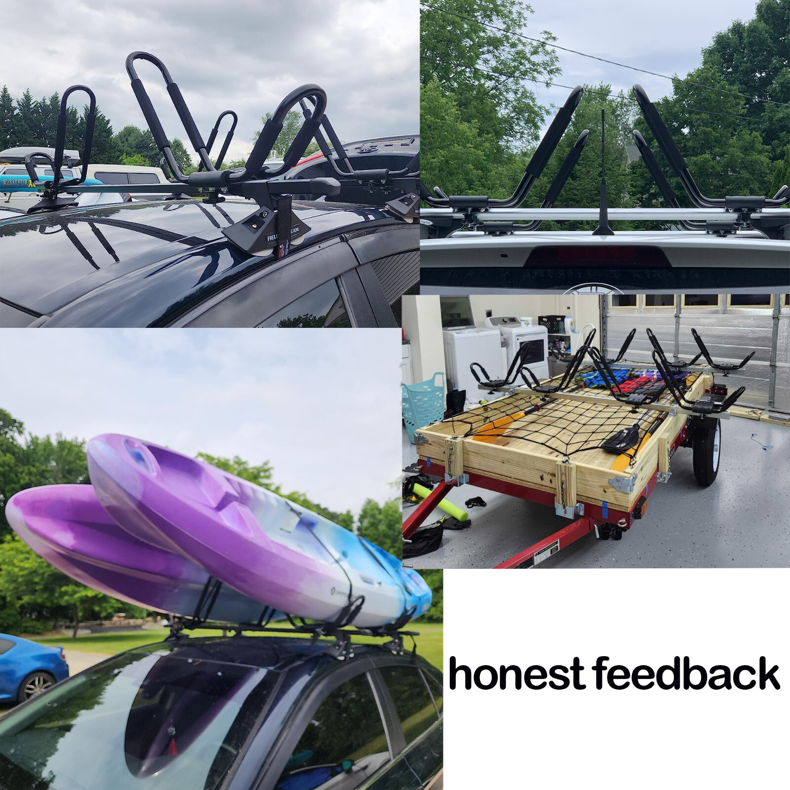 2 Pairs Canoe Boat Kayak Roof Rack Car SUV Truck Top Mount Carrier J Cross Bar