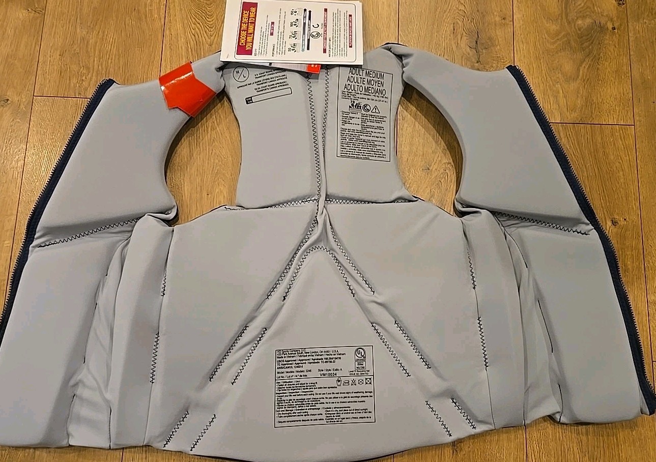🌟NEW🌟 Hyperlite Men’s Life Vest – US Coast Guard Approved BLUE/GRAY – MEDIUM