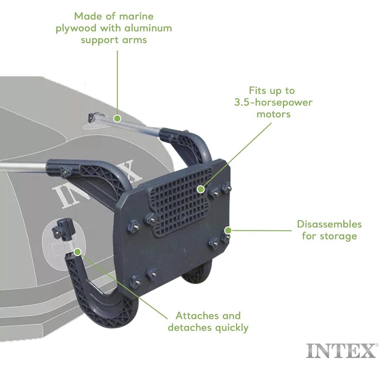 Intex 68624E Motor Mount Bracket for Kayak/Canoe, Fits Up to 3.5 HP