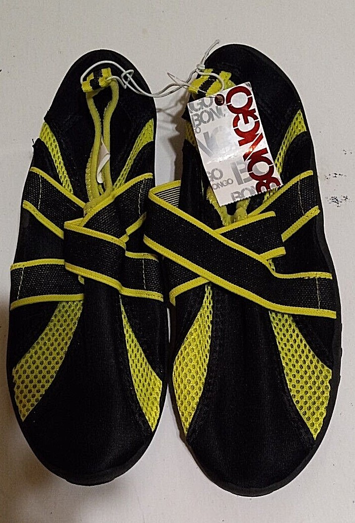 Bongo assorted black textile upper aqua shoes Size 7/8 Medium