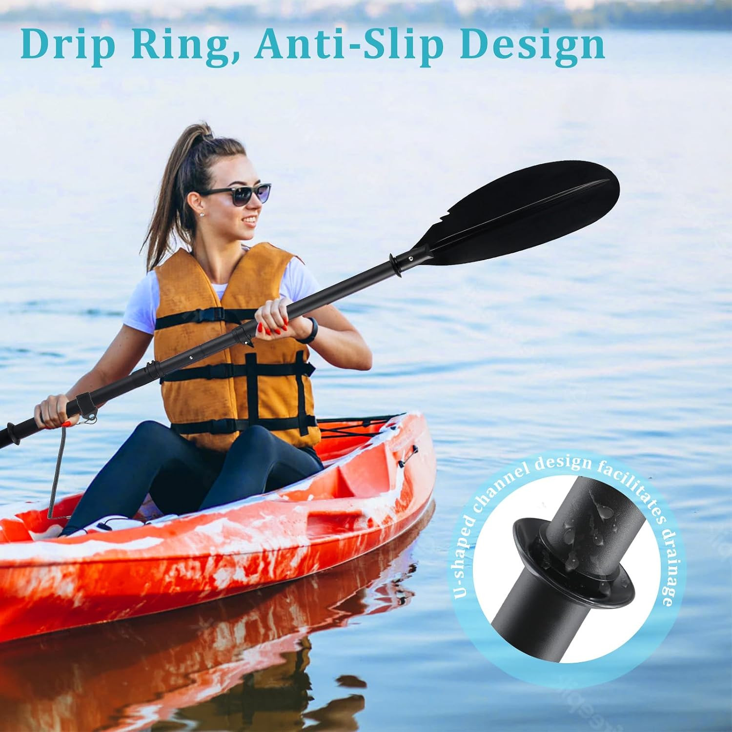 Floating Kayaking Oars,Paddle Board Paddle Detachable Adjustable Alloy Shaft