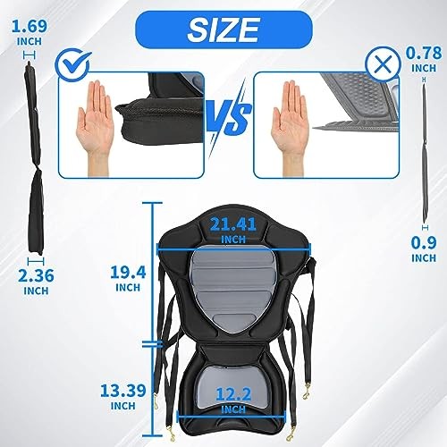 HLOGREE Kayak Seat Cushion Thickened Padded Back Support 2 Pack