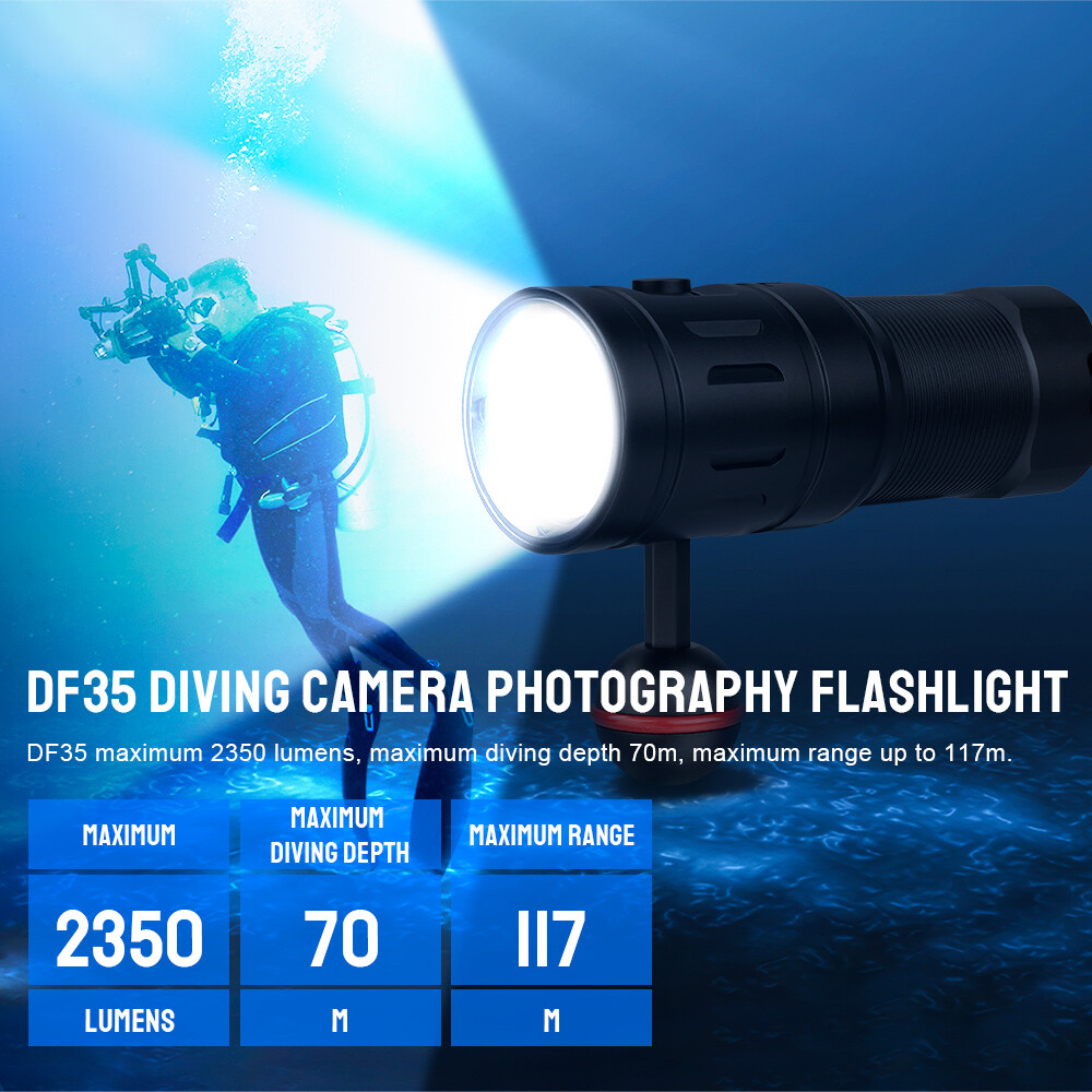 Trustfire 2350Lumen LED Diving Light Underwater 100M Scuba Flashlight For Video