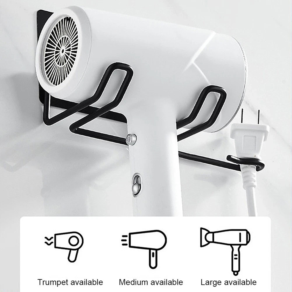 Bathroom Wall Mounted Hair Dryer Holder Hairdryer Storage