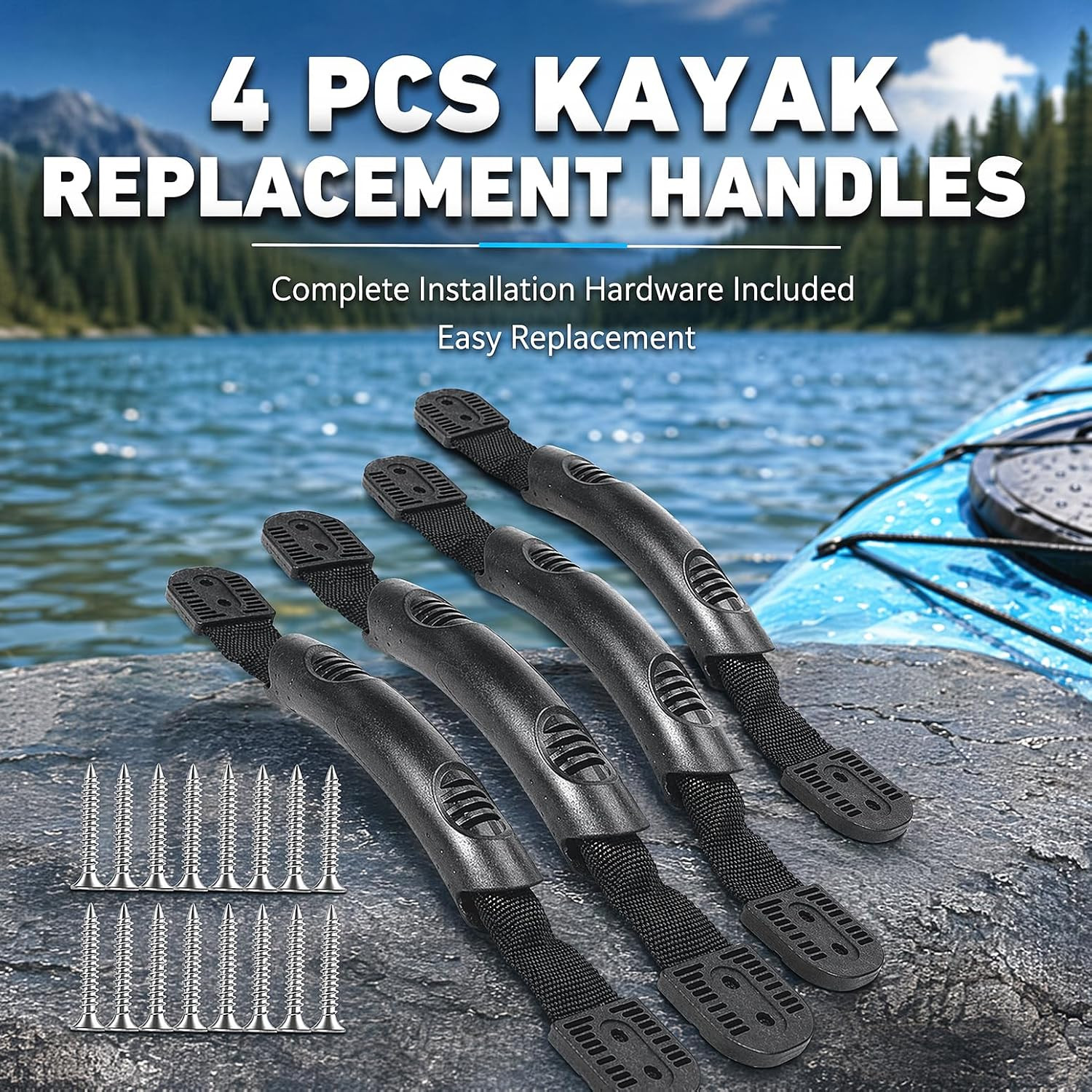 Kayak Carrying Pull Handle 4 Pack Kayak Replacement Handles with Screws |