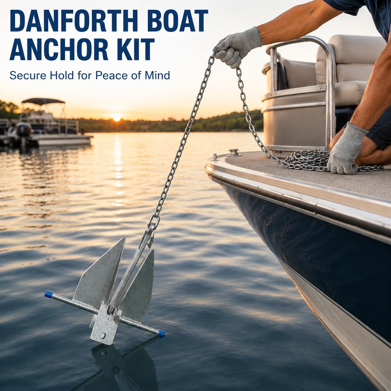 Fluke Style Boat Anchor Kit, Heavy Duty Galvanized Danforth Anchor