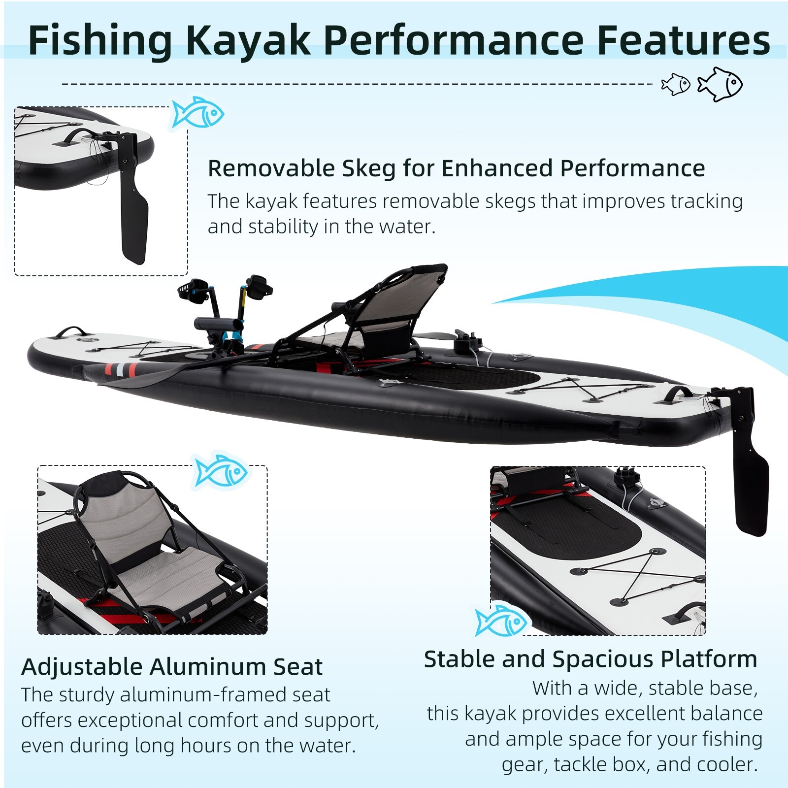 Danrelax Inflatable Kayak with Pedal System, 12ft Premium PVC Fishing Kayak