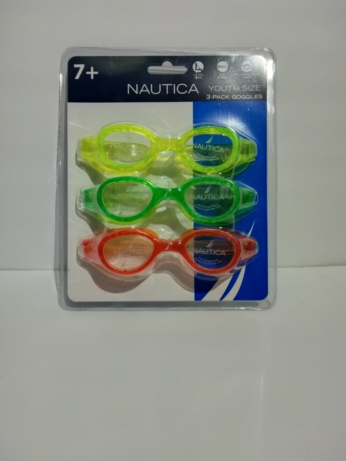 Nautica Goggles Youth Size 3 Pack -7+ /Latex Free/ PVC Strap/Polycarbonate Lens