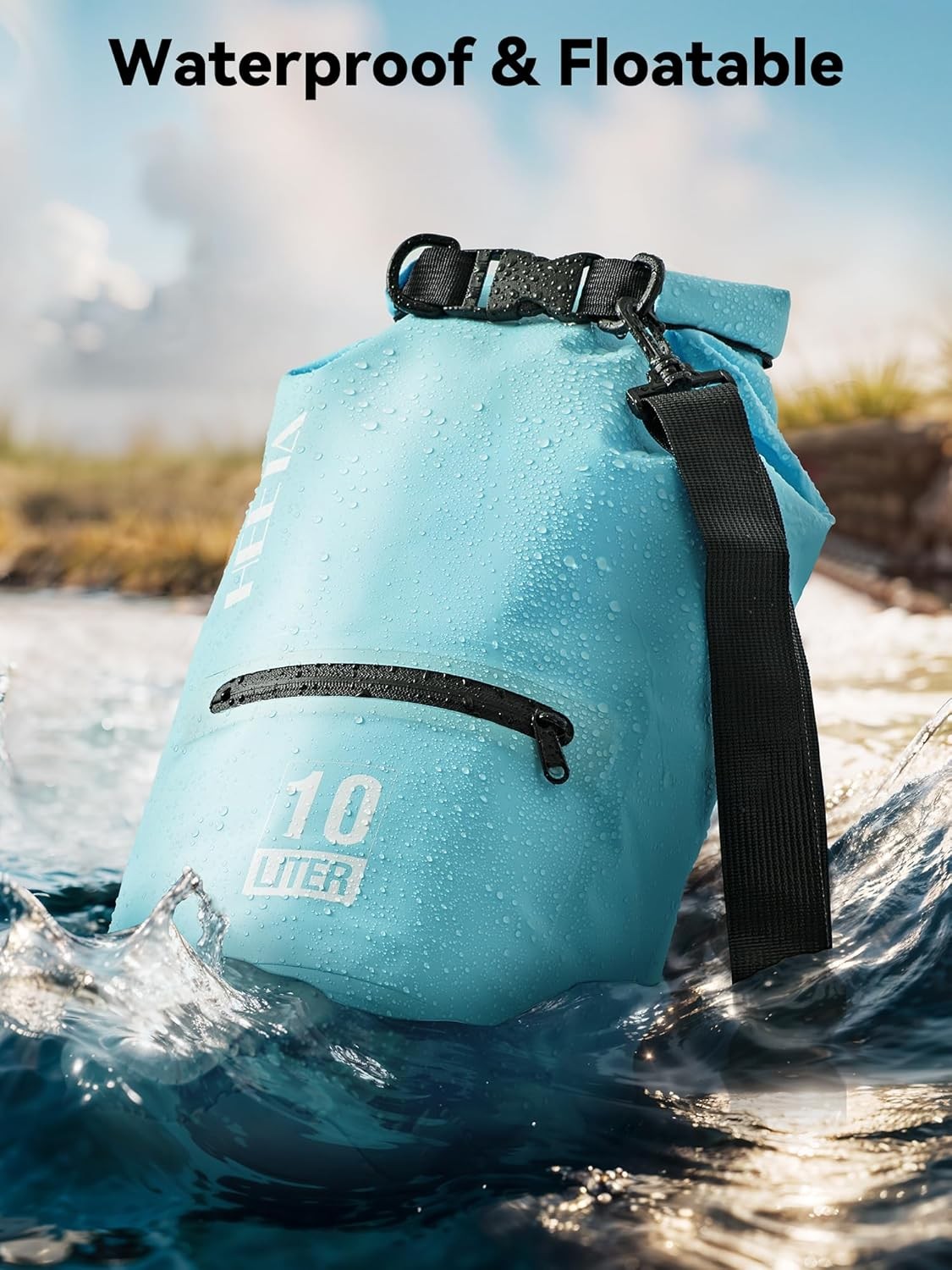 Waterproof Dry Bag Backpack 5L/10L/20L/30L/40L w/Front Zipper Pocket f/ Kayaking