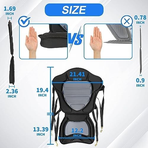 HLOGREE Kayak Seats – 1/2 Pck, Thicken Padded Seat Cushion with Back Support,…
