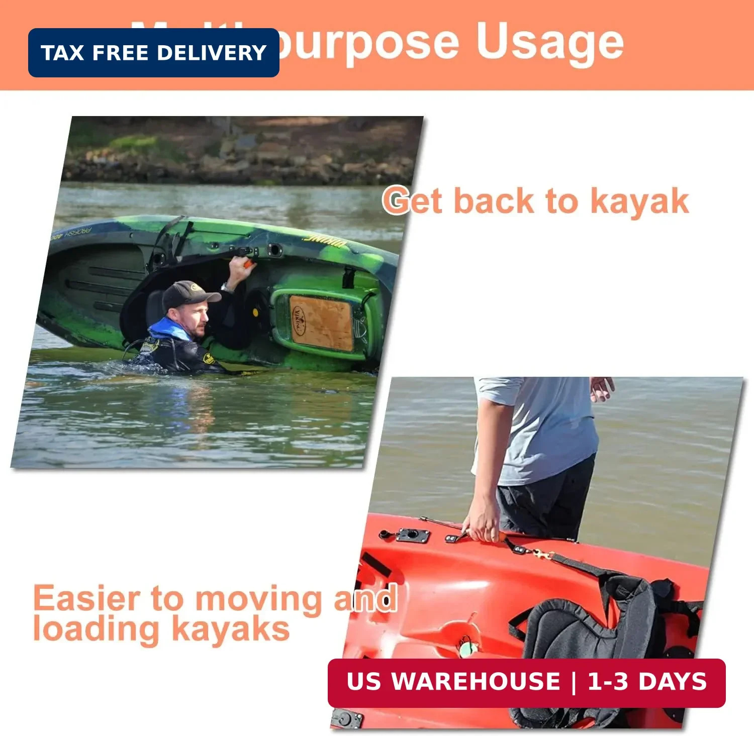 HLOGREE Kayak Handles 2/4 Pack,Kayak Carry Handle with Rivets,Kayak Replacement