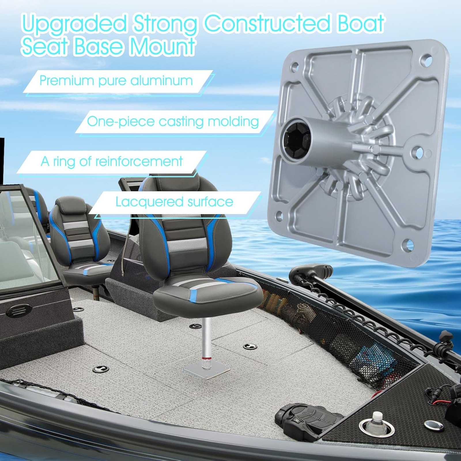 Boat Seat Base Mount for Marine Fishing Pontoon Truck Bed Bench 3/4 Inch Pin