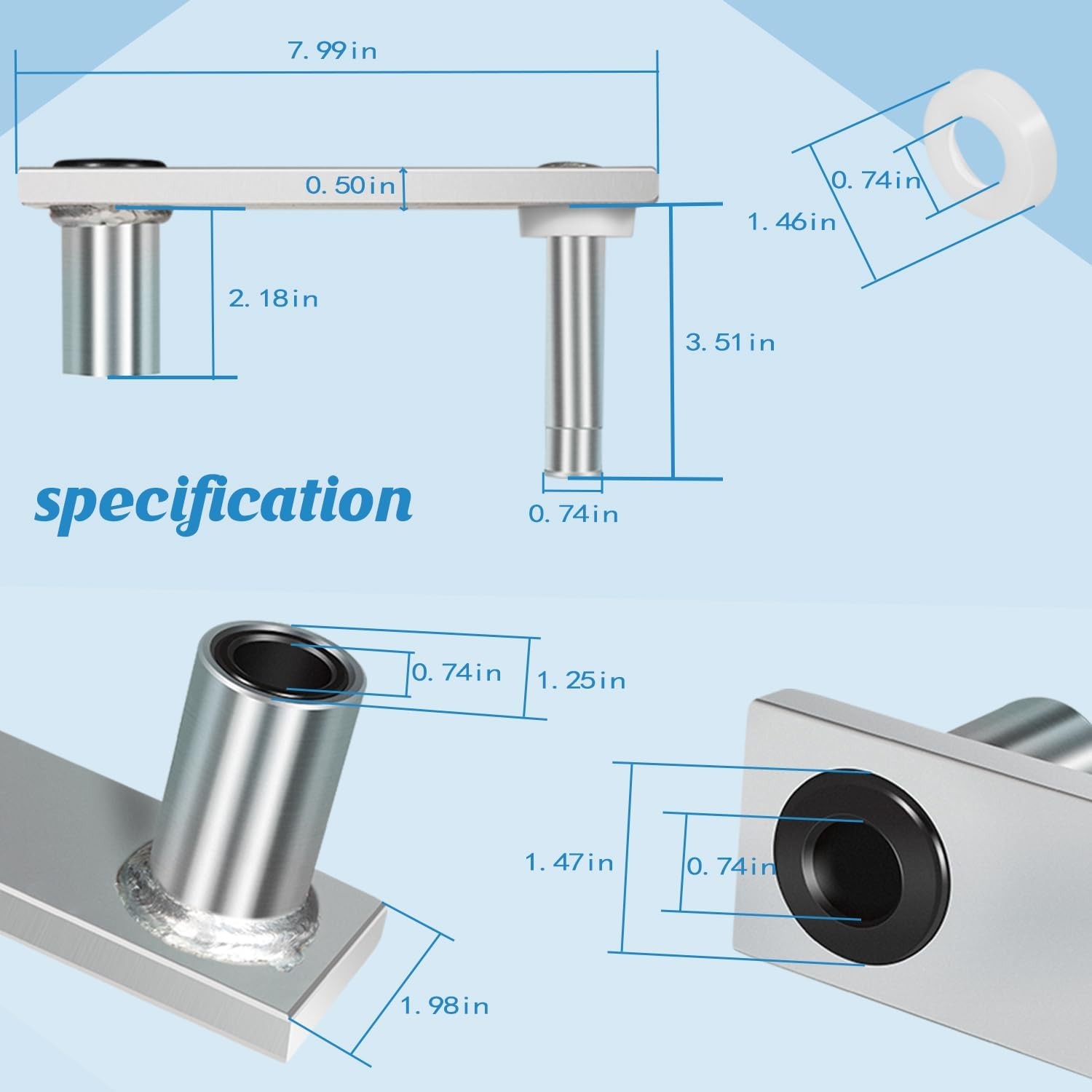 7062-3 Swivel Offset Marine Seat Mount Zinc-Plated Steel 6-Inch 360° Rotation