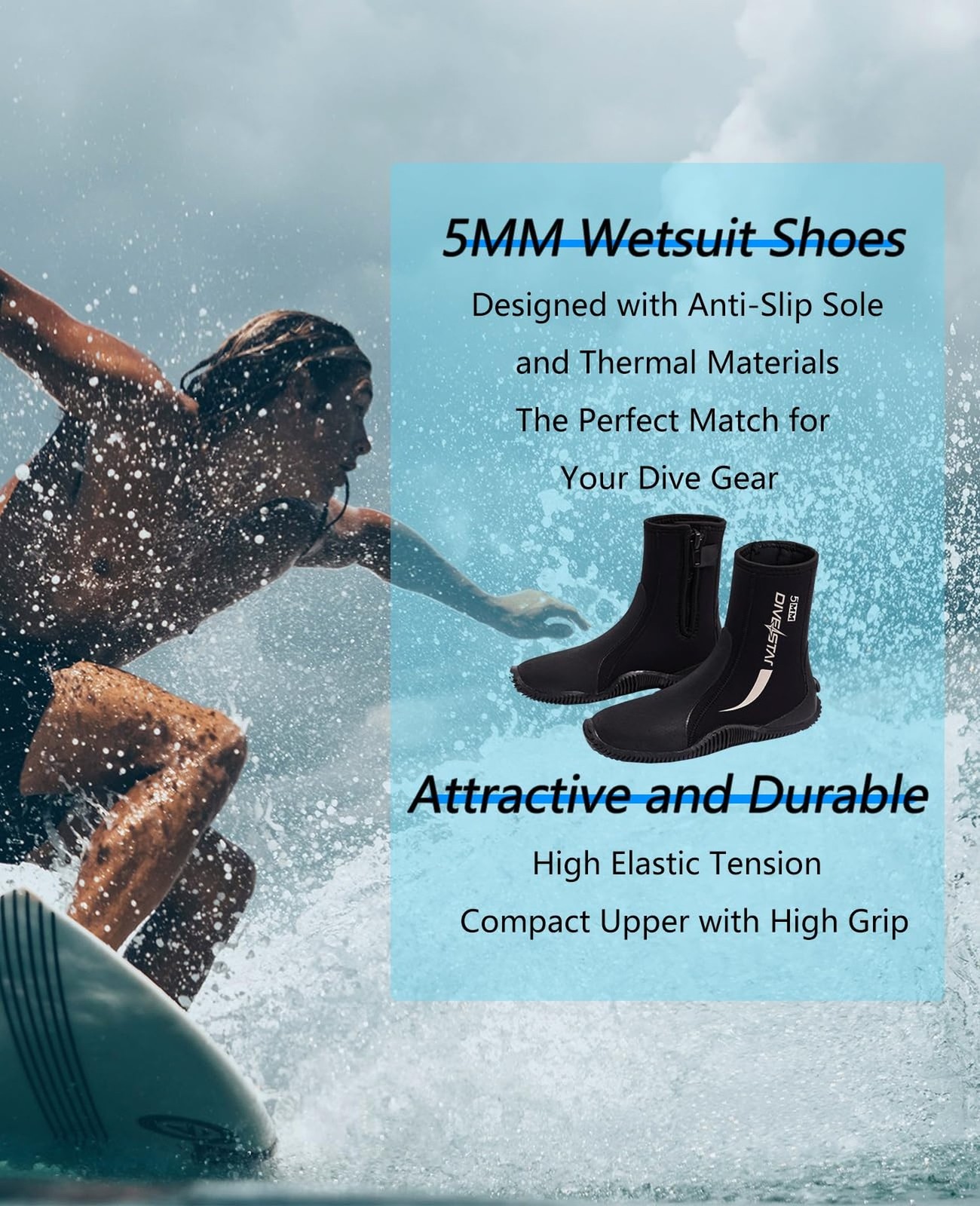Skyone Neoprene Dive Boots, Men Women, 5MM Wetsuit Surf Booties, Diving Boots…