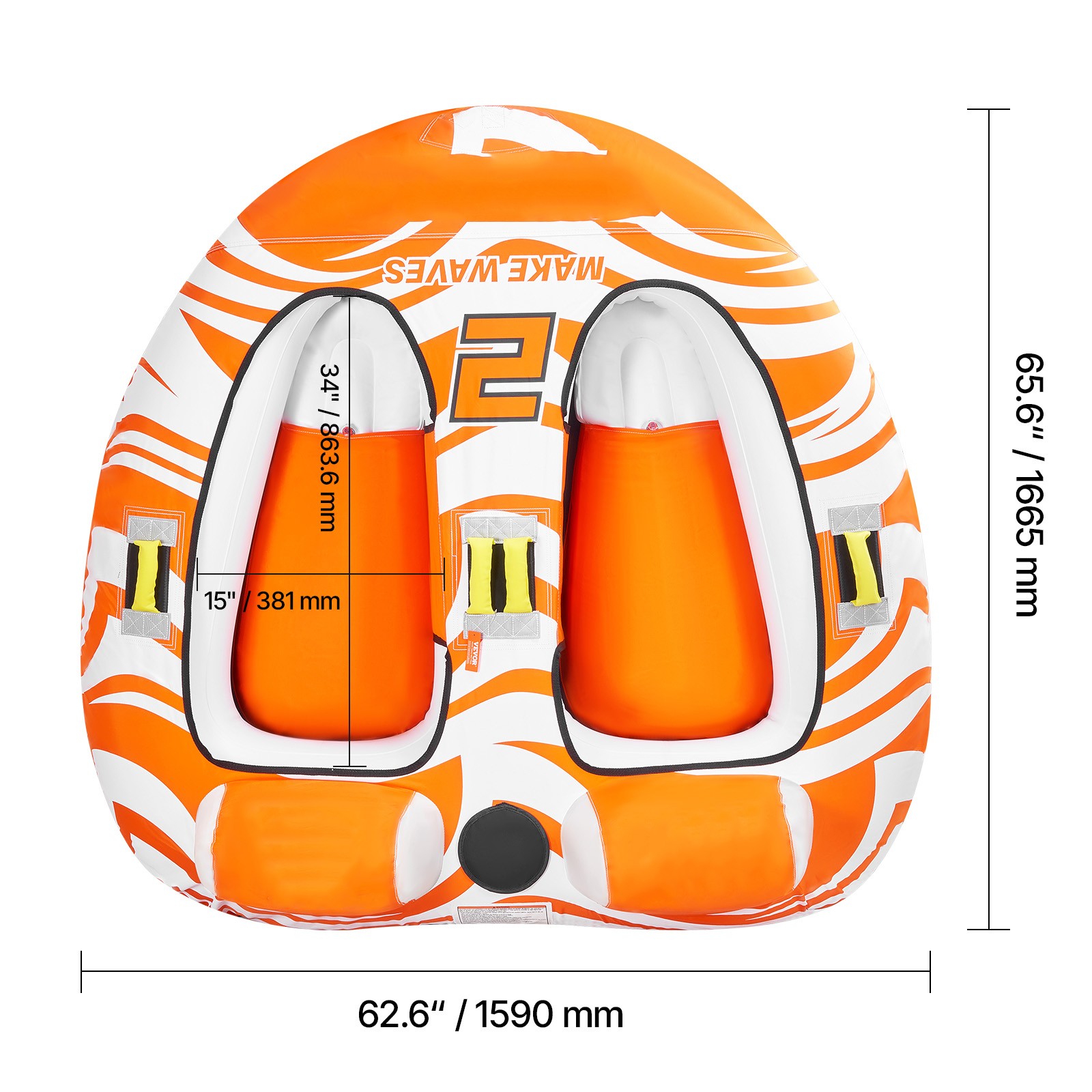 Uimoso Towable Tubes for Boating 2-Person Inflatable Boat w/2 Cockpits&Backrests