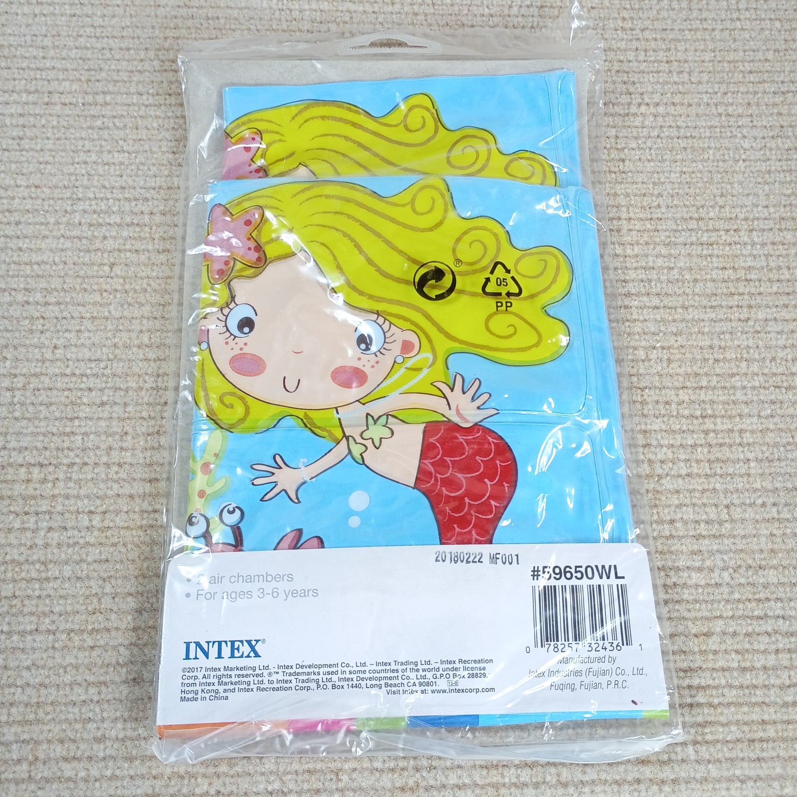 Intex Mermaid Arm Bands Inflatable Pool Floats For Ages 3-6 Years One Pair New