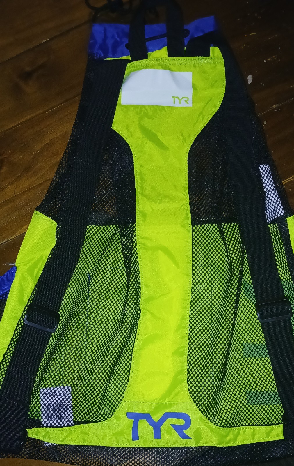 TYR Mesh Swim Gear Backpack Bag, Green Blue Mesh Backpack Swim Bag