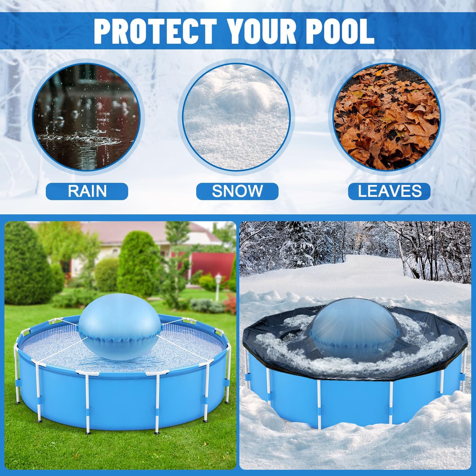 Pool Pillows for Above Ground Pools, Pool Pillows for Closing Winter, 6ft Rou…