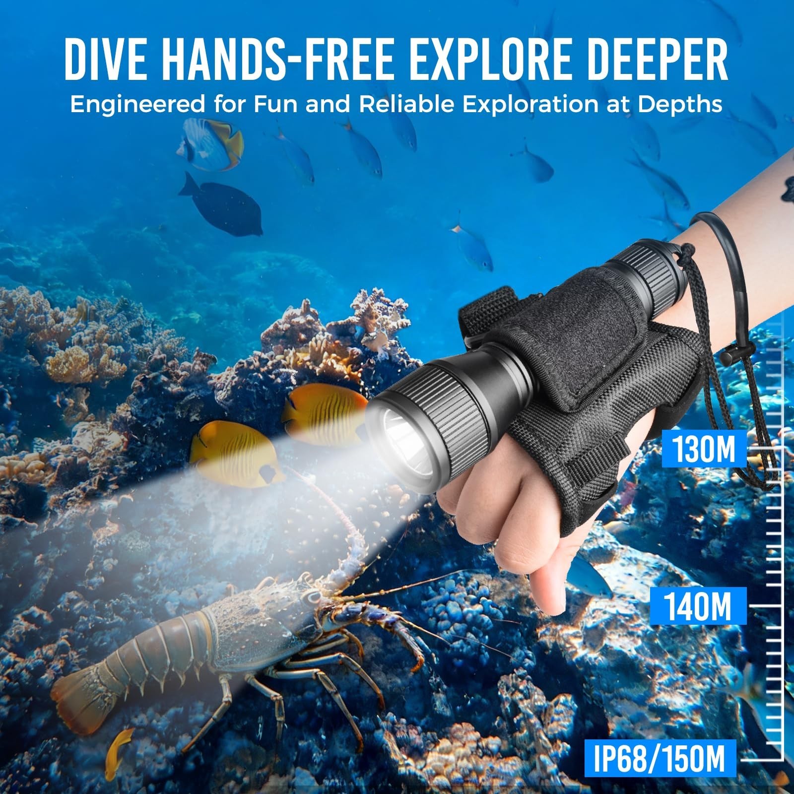 ORCATORCH D550 Scuba Dive Light, 1000 Lumens Super Bright Underwater LED Divi…
