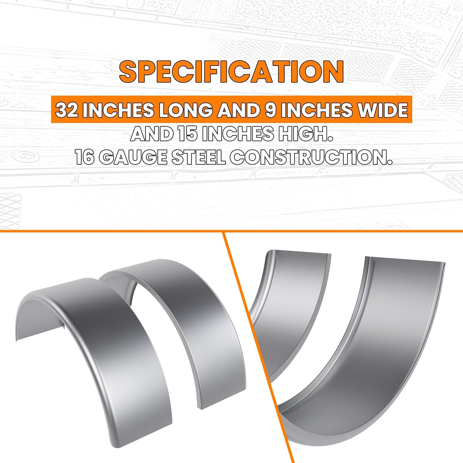 Single Axle Trailer Fenders 14″-16″ Wheels – 2 Pcs Steel Round