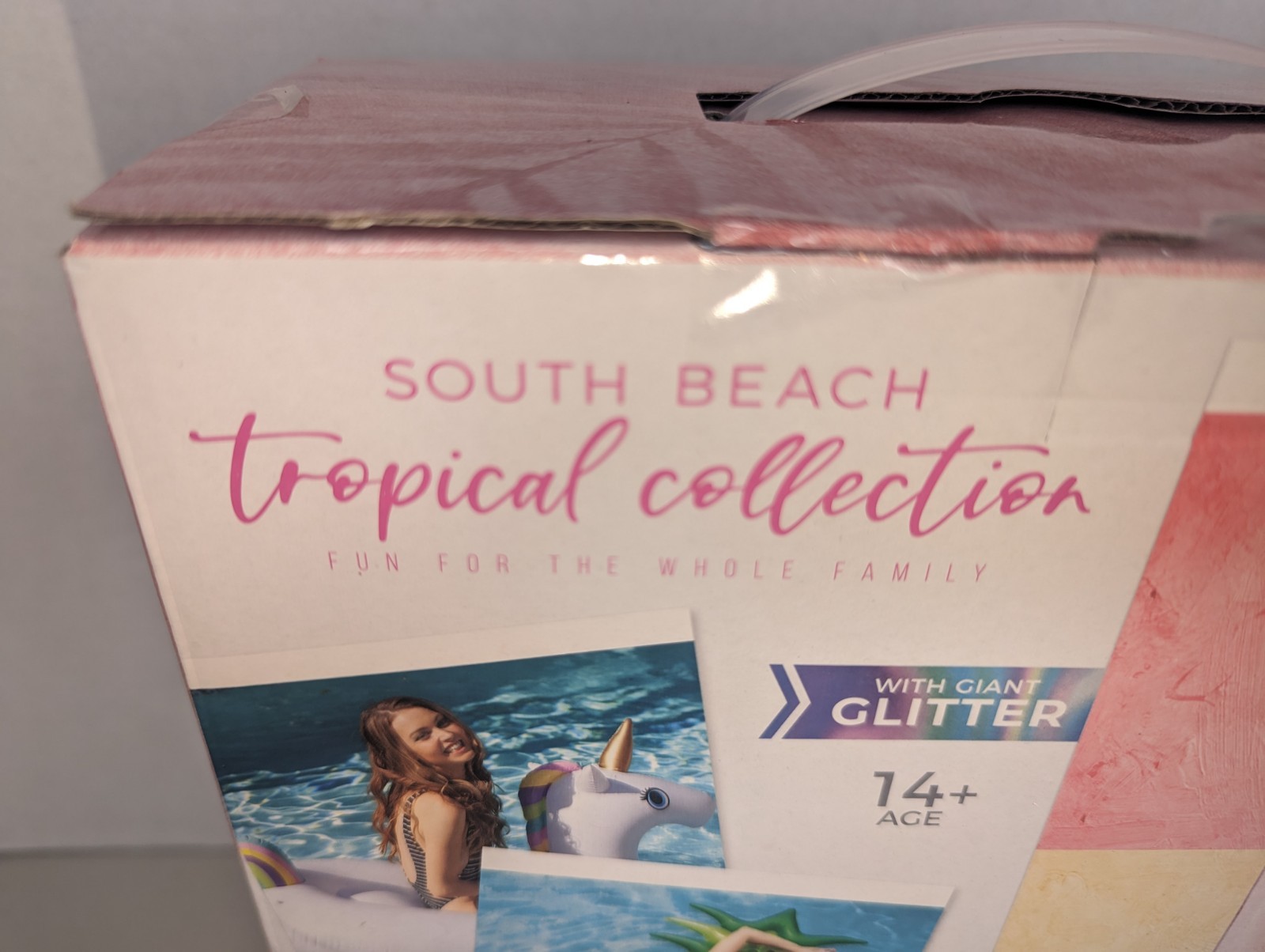 South Beach Inflatable Pool Float 6’ Rose’ Bottle Giant Glitter Summer Fun