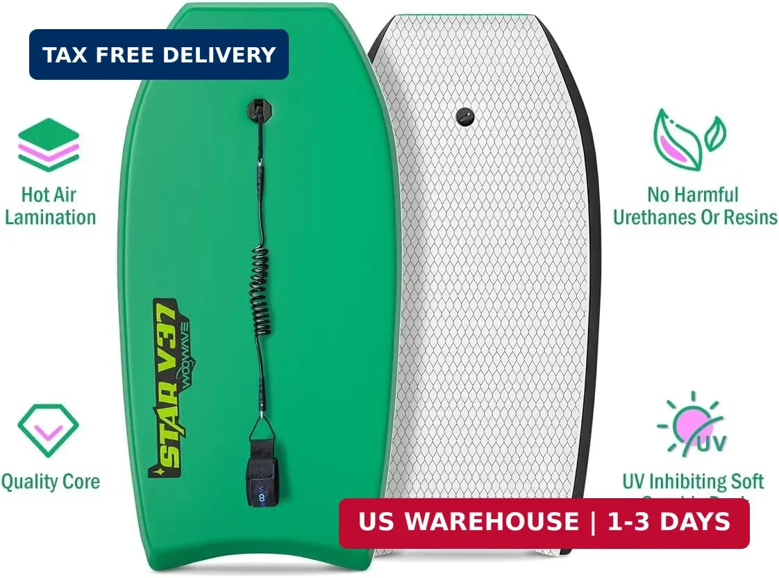 WOOWAVE Bodyboard 33-inch/37-inch/42-inch Premium IXPE Body Board with Coiled Wr