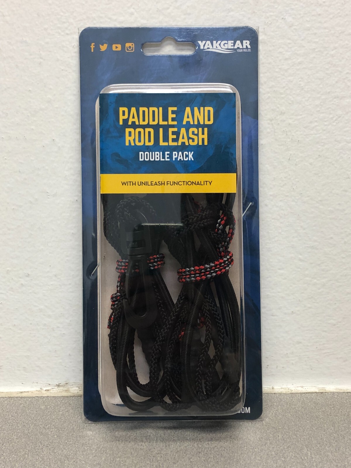 YakGear 8796385 40 in. Black Nylon Paddle Leash 2 pk