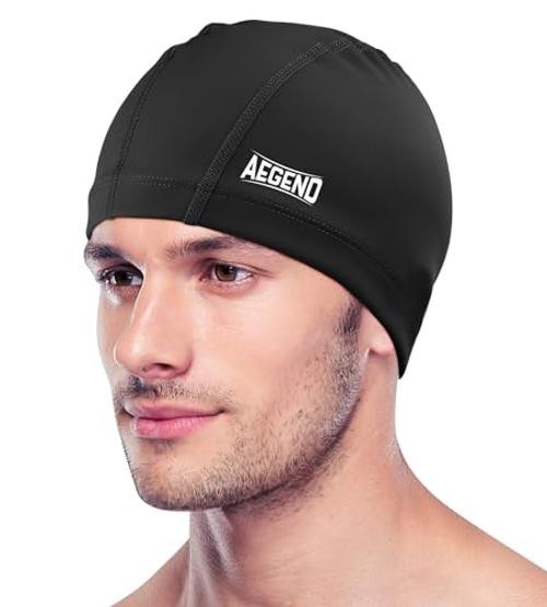 Fabric Swim Cap, Silicone Waterproof Layer – Breathable Medium 1 Pack-Black