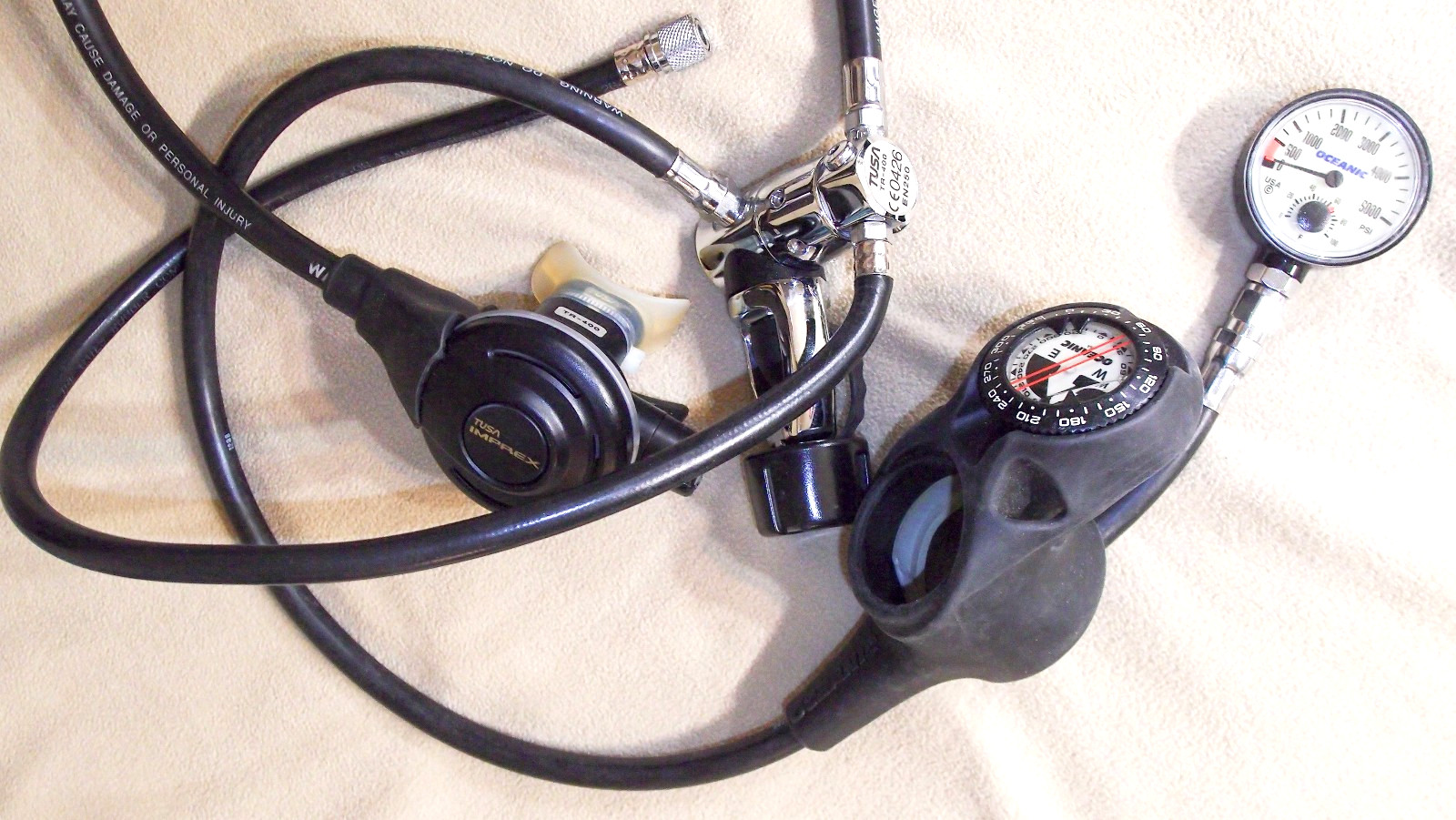 TUSA Imprex TR-400 regulator set; 1st and 2nd stage w/SPG and compass