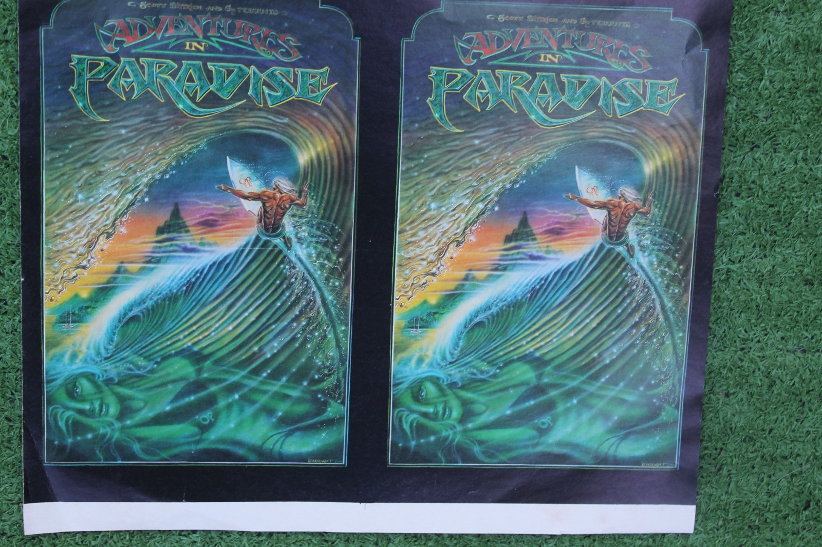 Adventures in Paradise Flyer Sheet Uncut Original 80’s GD Vintage Surfing POSTER