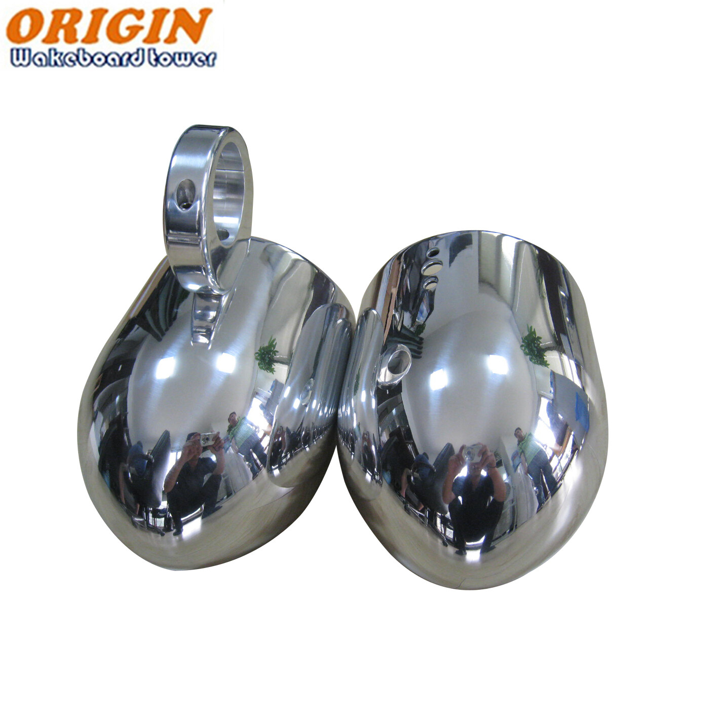 6.5in Polished Aluminum Wakeboard Speaker Pods Enclosures in Pair