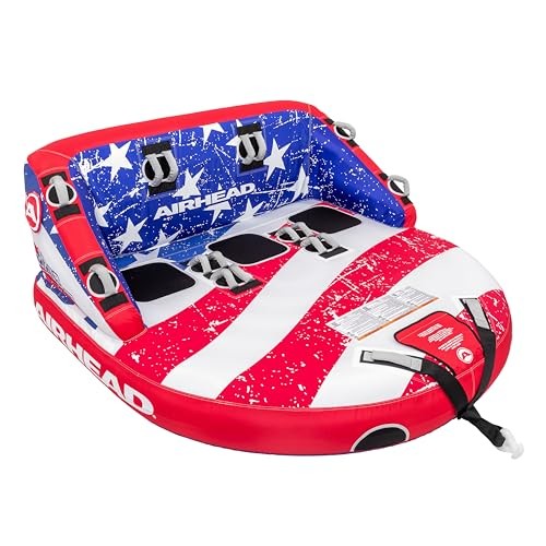 Airhead Inflatable Towable Tube 1-4 Rider Model Dual Tow Point AZT2223SS – Stars