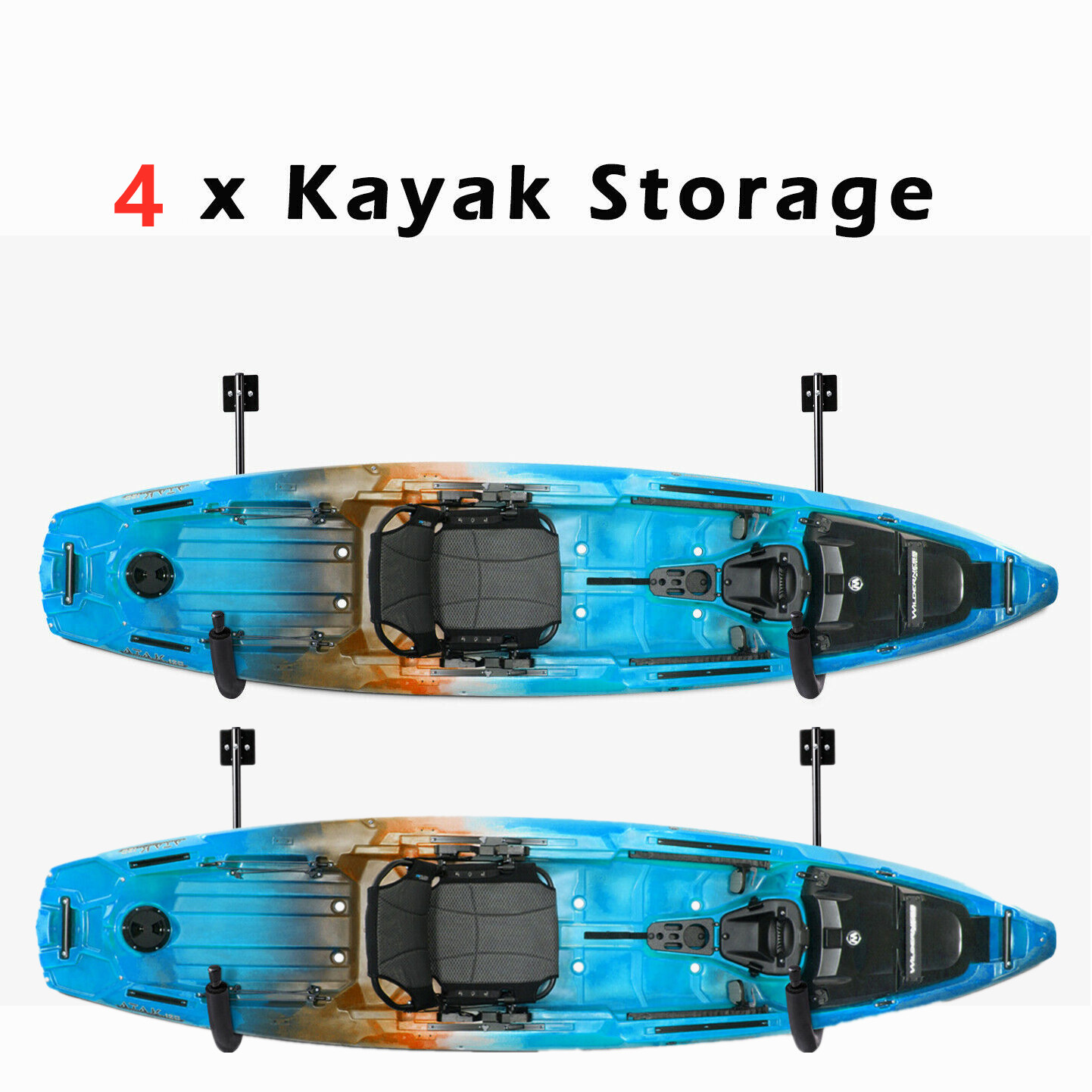 2 Pair Kayak Storage Wall Mount Hanger Rack for Canoe Paddle Kayak Hanging Hooks