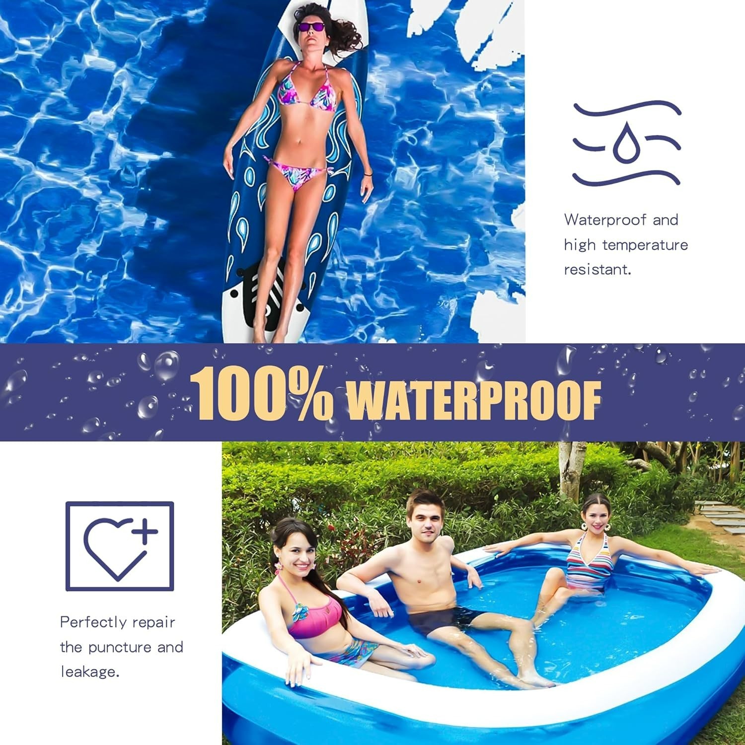 Inflatable Patch Repair Kit – Waterproof TPU Pool Repair Tape, Heavy Duty Rep…