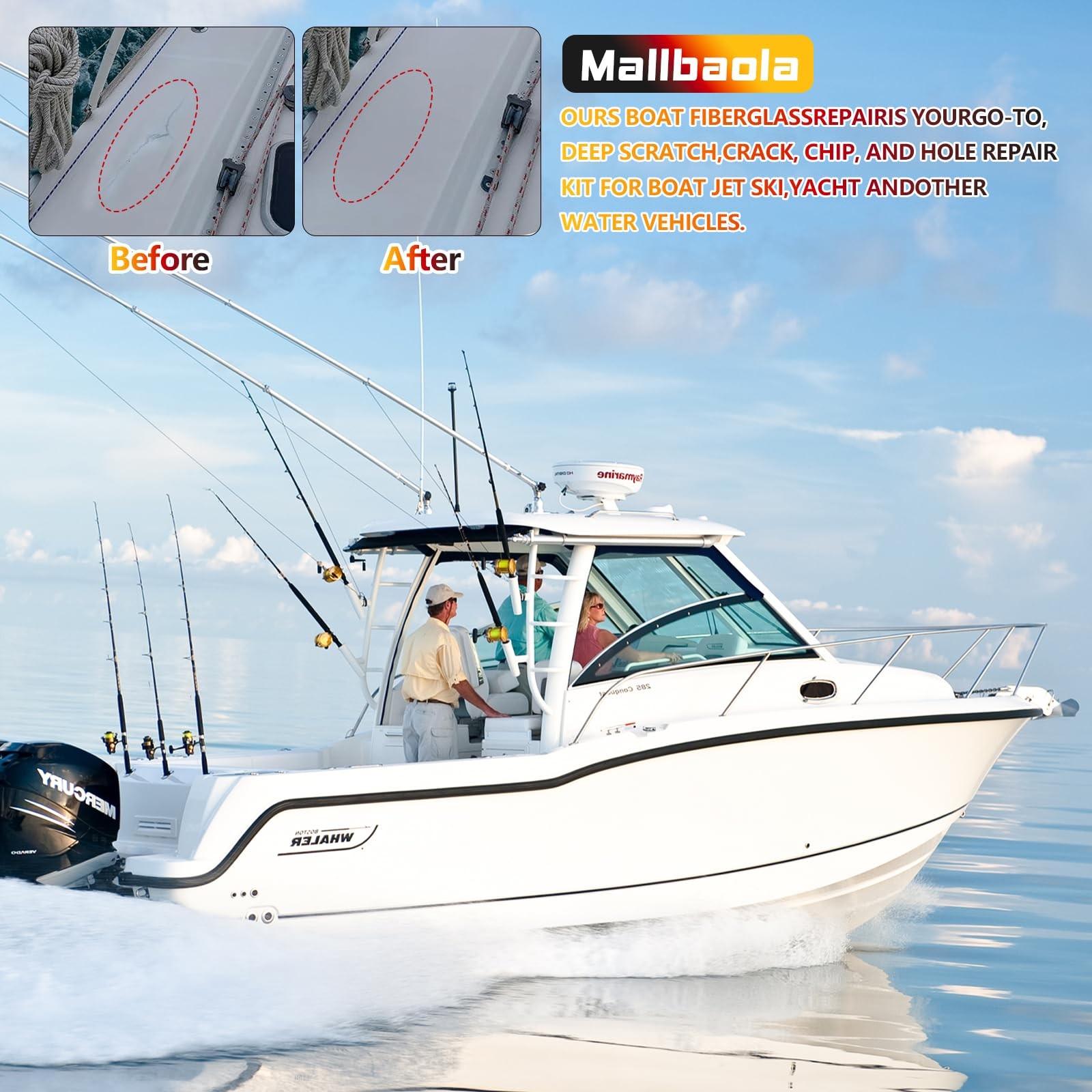 Marine Fiberglass Repair Kit for Boats, marine fiberglass repair kit, White