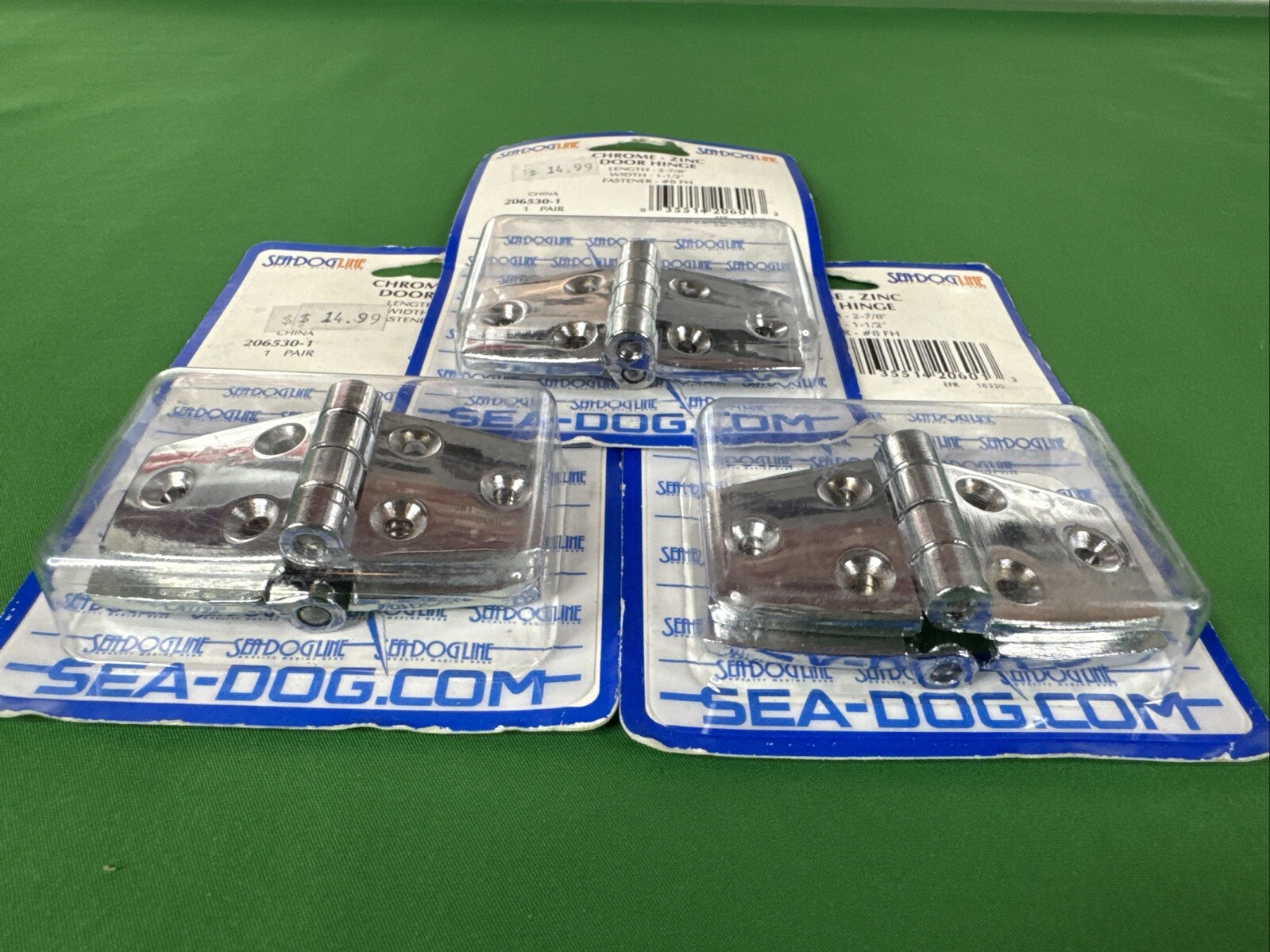lot of 3 packs, Sea Dog 2-7/8″ L x 1-1/2″ W Chrome Zinc Door Hinge Pair 206530-1