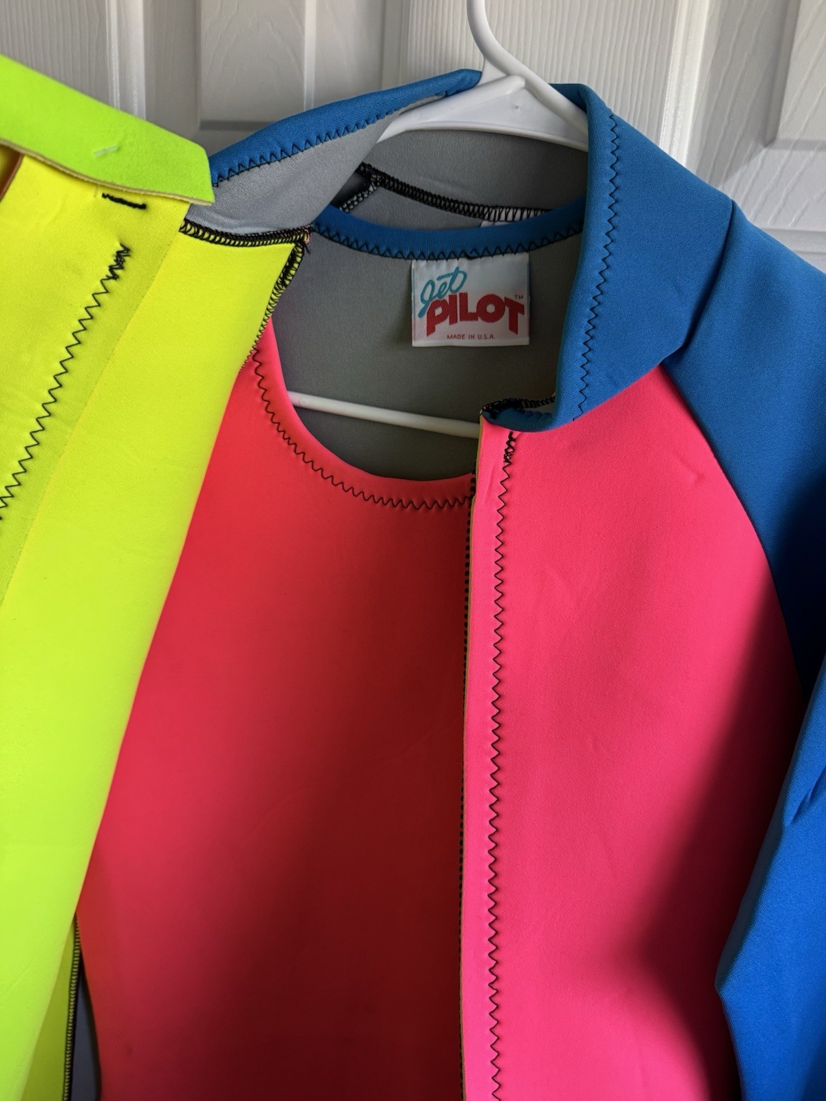 Vintage 90S Kawasaki Jet Pilot Wetsuit Pink Blue Neon Jet Ski 2pc