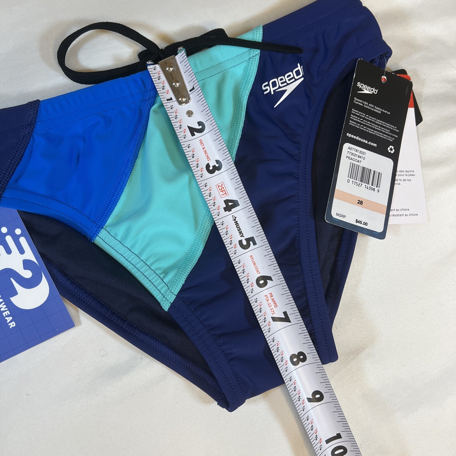 Men’s Speedo Bikini Swim Brief, Eco, Peacoat, Size 28