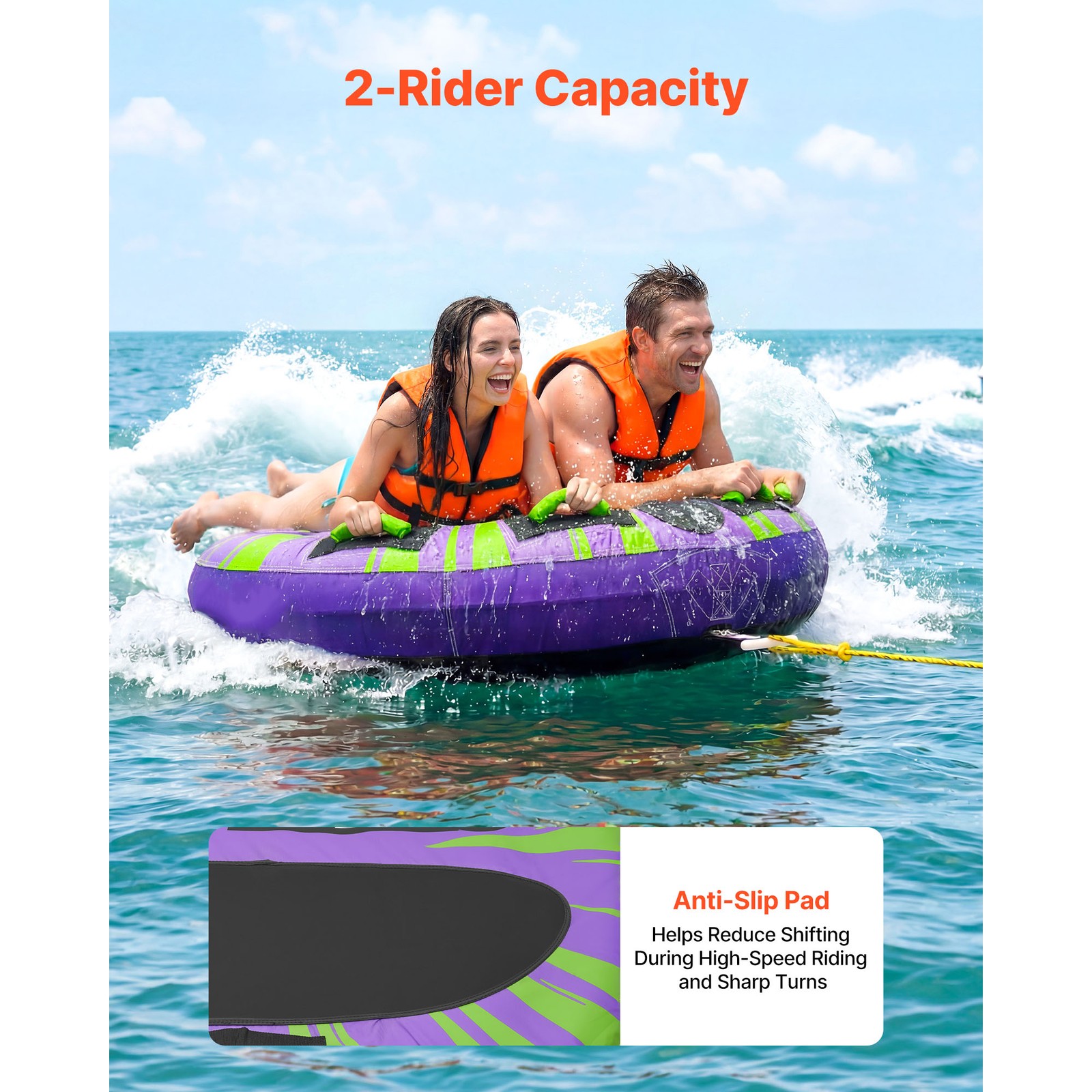 Uimoso Towable Tube for Boating 2-Person Inflatable Water Sport Towable Tube