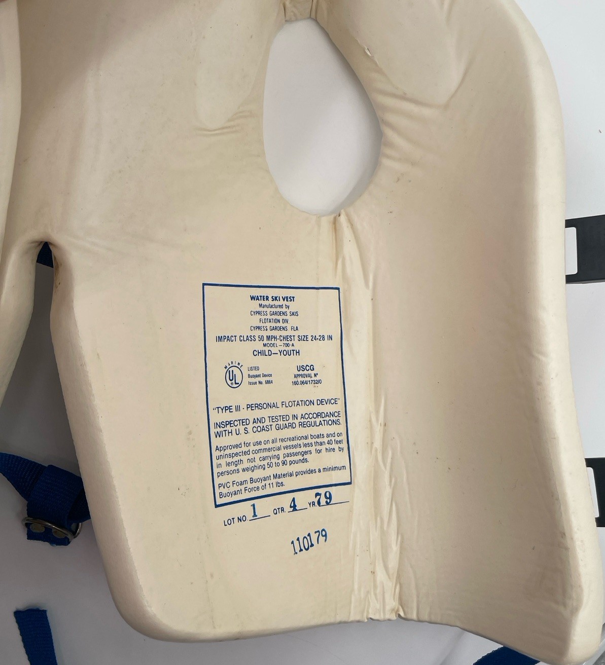 Vintage Pro Tech By Cypress Gardens Size Small 24″-28″ 1979 FOAM PVC Life Vest