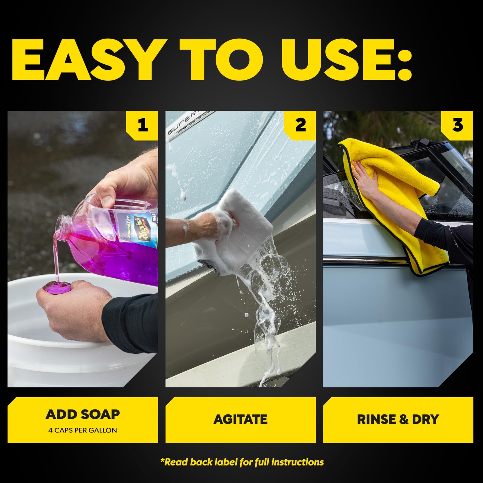 Meguiar’s M43 Marine/RV Boat Wash, pH-Balanced 64 Fl Oz (Pack of 1), PURPLE