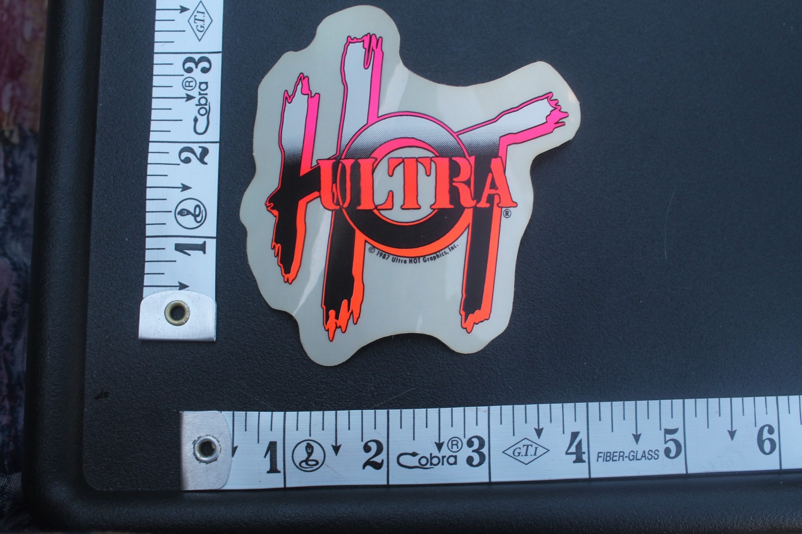 Ultra Hot Surf Neon Orange Pink Clear Original 80’s V8C Vintage Surfing STICKER
