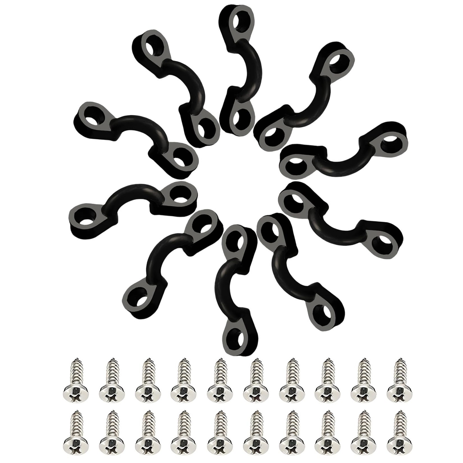 10Pcs Plastic Kayak Pad Eye Kit Nylon Bungee Deck Rope Loops Tie Down Strap Hook