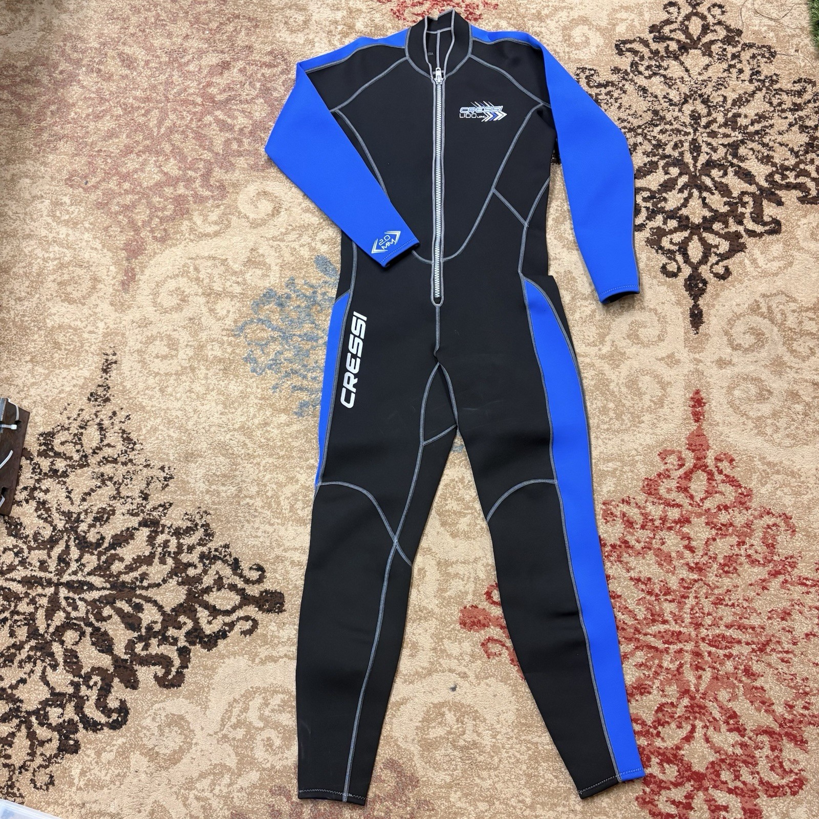 Cressi Mens Wetsuit Full Lido Long Blue Black 2.0mm Steamer