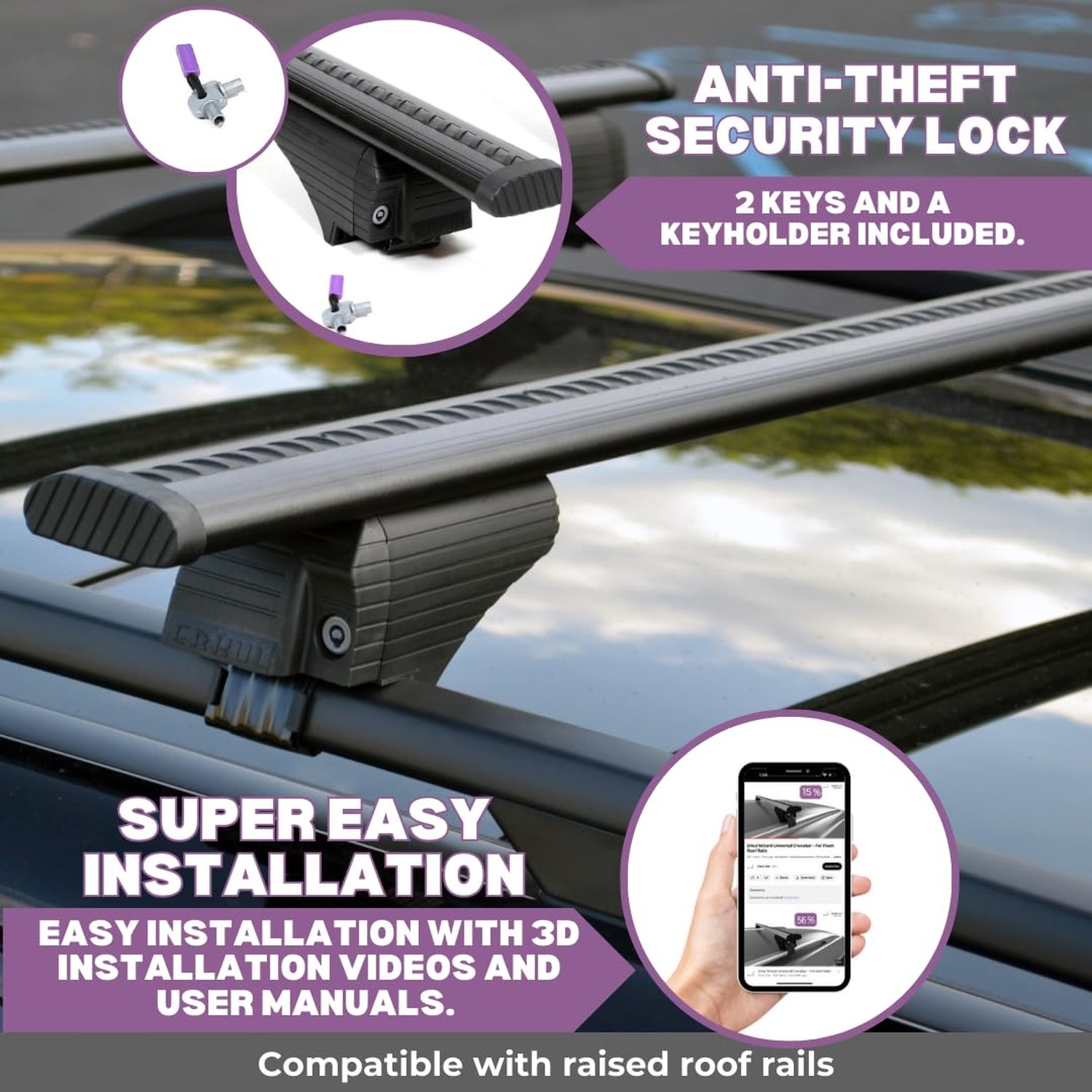 ERKUL Roof Rack Cross Bars for Dodge Journey 2013-2020 | Aluminum Crossbars w…