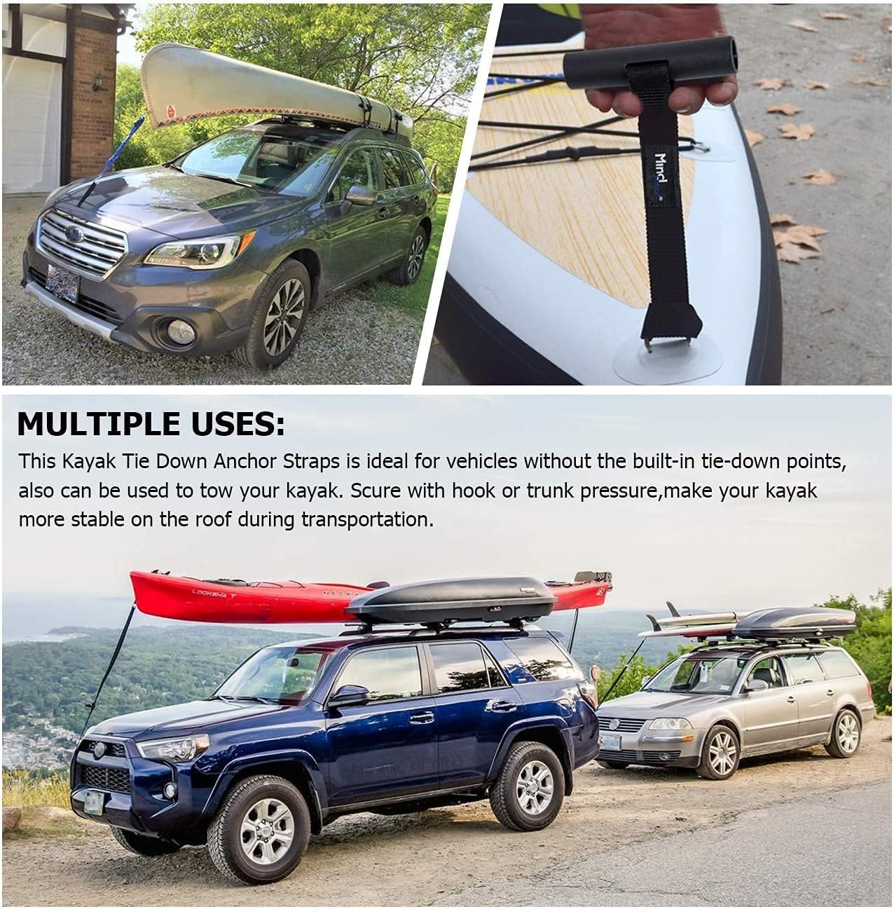 Quick Hood Loops, Mind and Action Kayak Tie Down 4.25 x 10.8 inches, 2 Pack