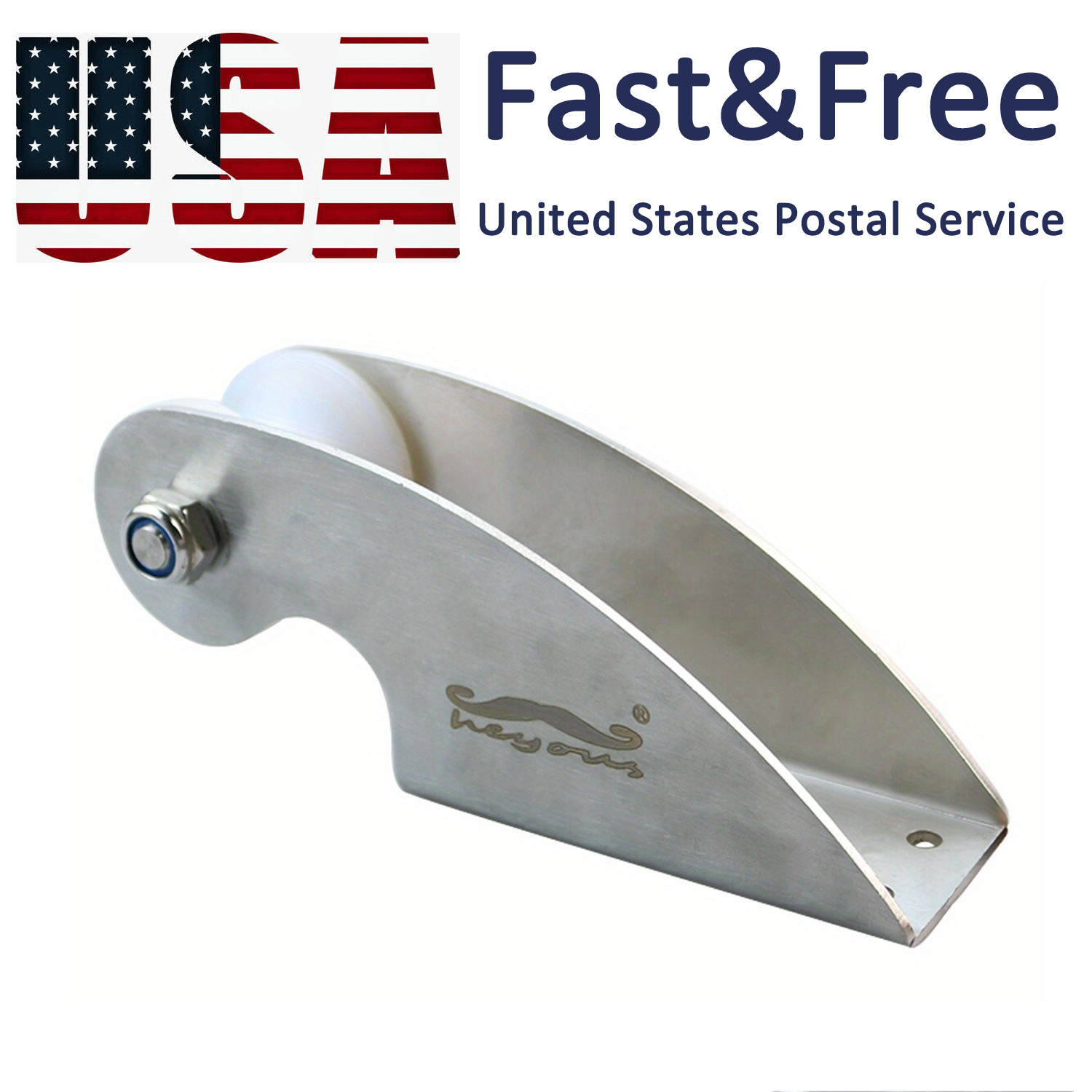 1X Stainless Steel Bow Anchor Fixed Bracket Heavy Duty Retrieving Rubber Roller
