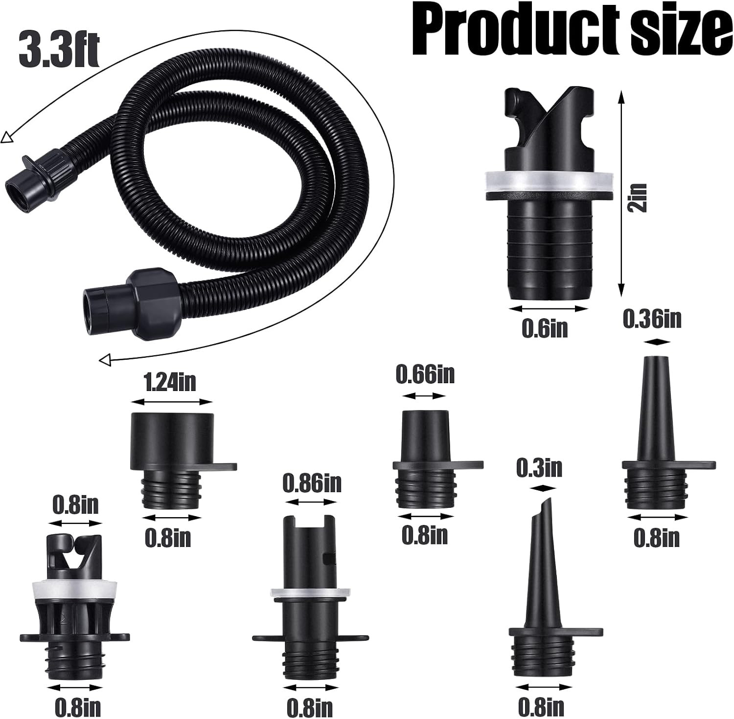 Therwen 8 Pcs Air Hose Kit Includes Air Pump Hose 7 Nozzles Adaptor Stand up Pad