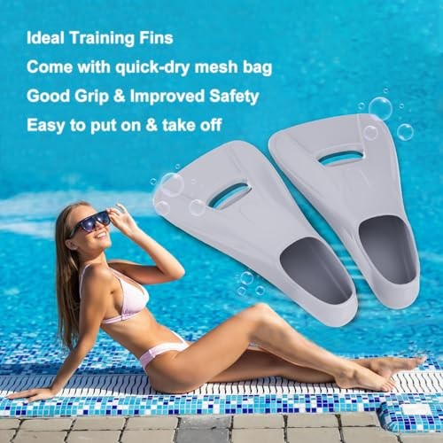 Swim Fins Adult Swim Training Fins for XS (US Male 3.5-5 US Female 4.5-6) Grey